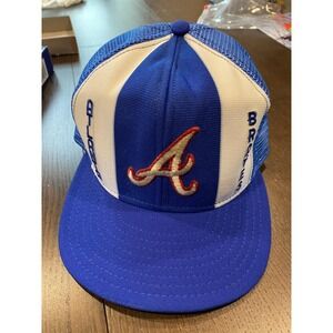 Vintage 80s ATLANTA BRAVES Embroidered ADJ Lucky‎ Stripes snapback hat cap Rare